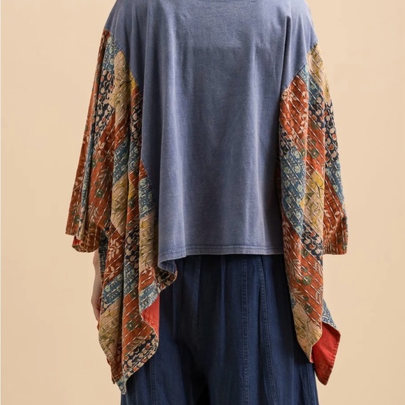 NWT Patchwork Kantha Lady of Guadalupe Graphic Kimono Poncho Festival Top L/XL - Picture 7 of 10
